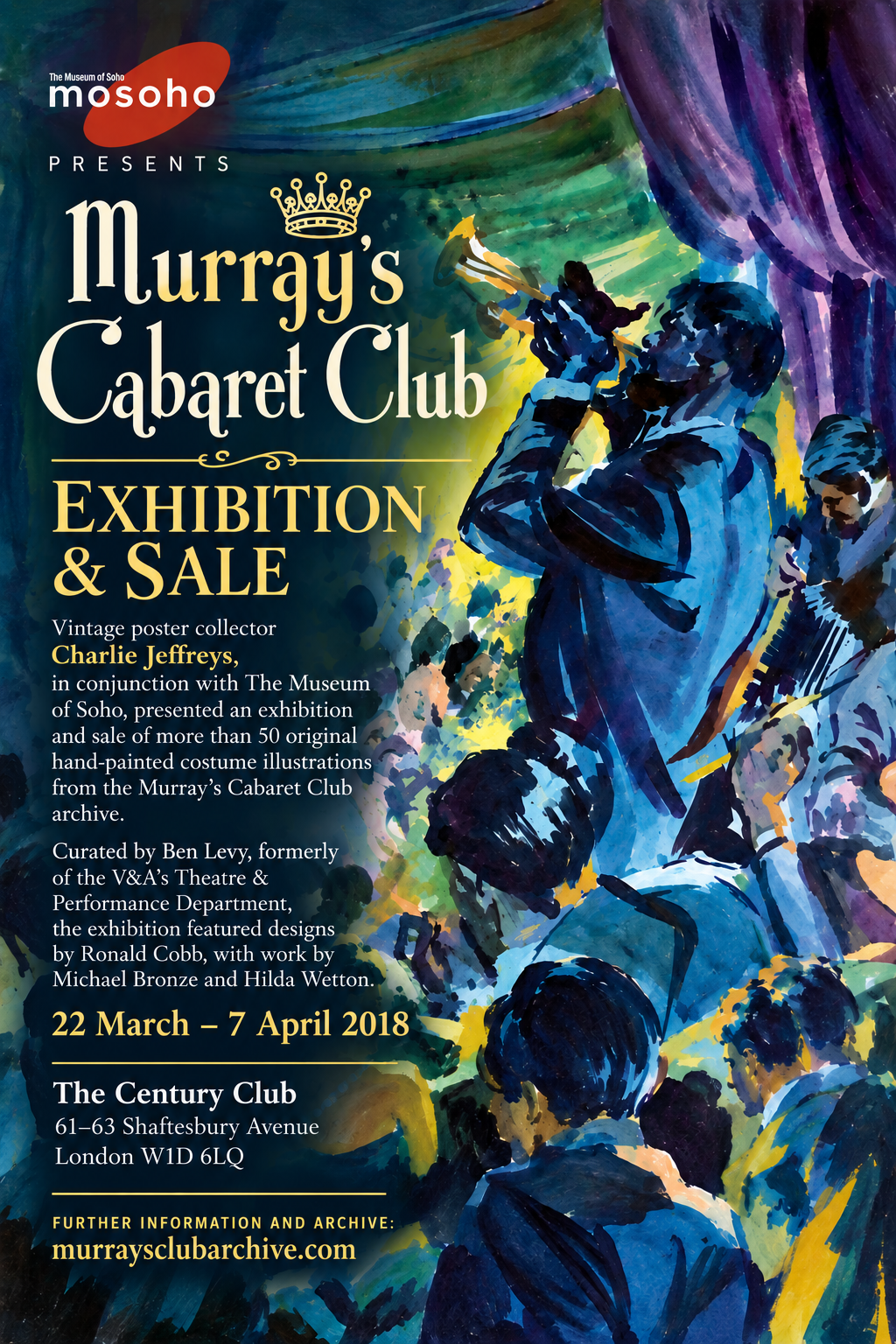 Poster for Murray’s Cabaret Club exhibition and sale at The Century Club
