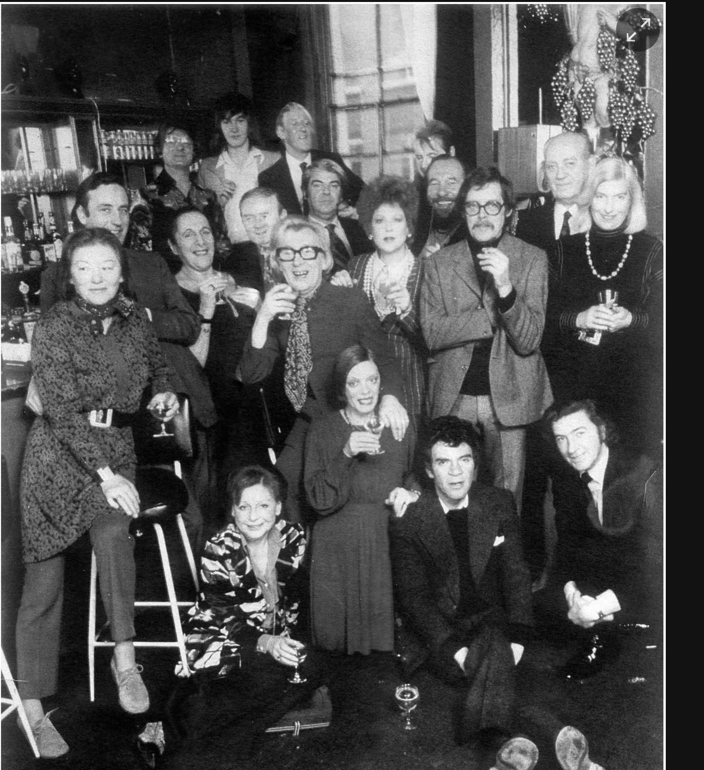 A large group of Colony Room Club members in the 1960s