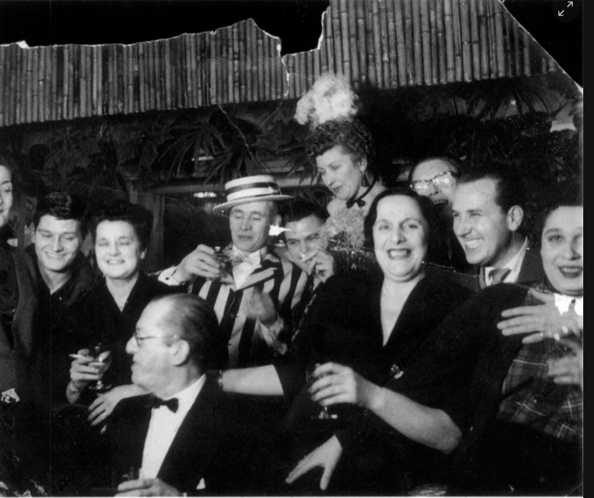 An early crowded gathering inside the bamboo-decorated Colony Room Club