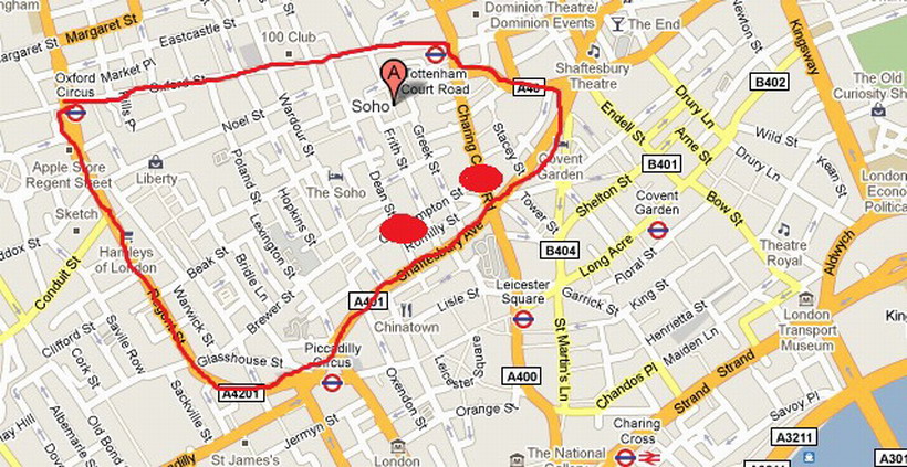 Map showing the historic area of Soho described by the Museum