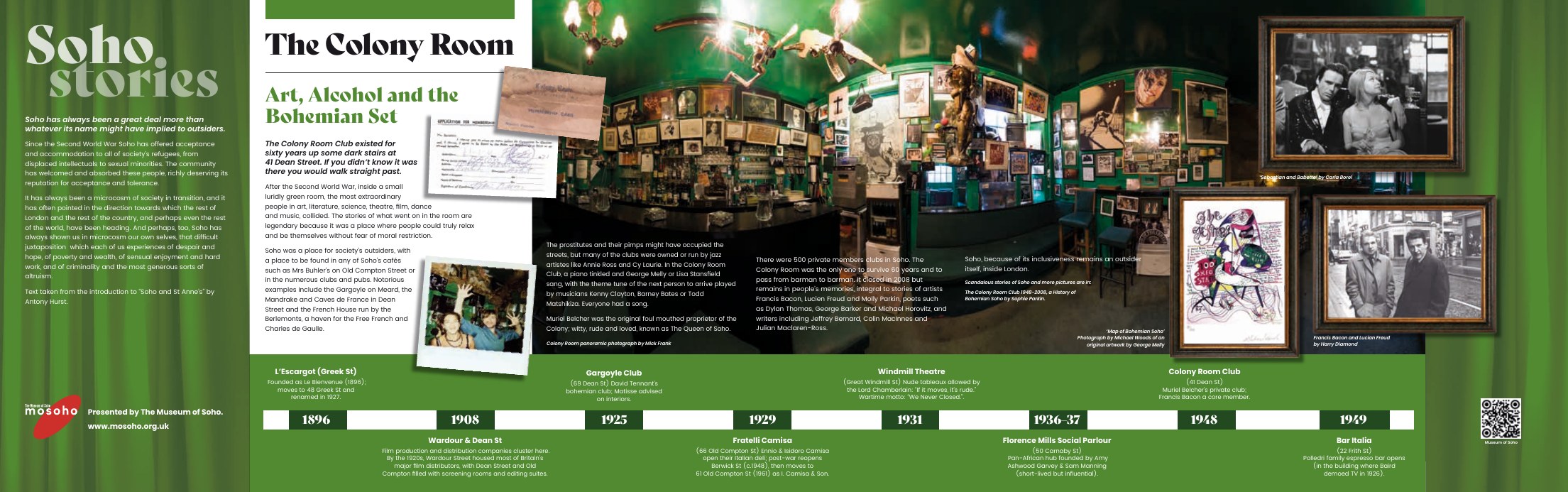 Colony Room and bohemian Soho timeline, beginning in 1896
